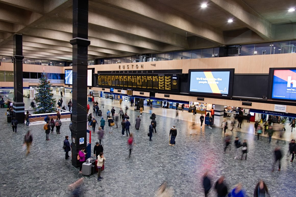 Overhead view of an airport terminal