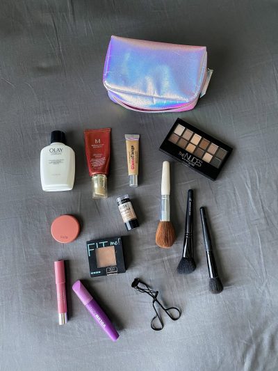 Photo of what I pack in my makeup bag